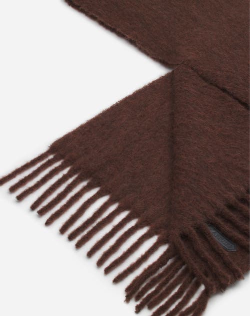 Lanvin Fringed Scarf In Wool In Dark Brown