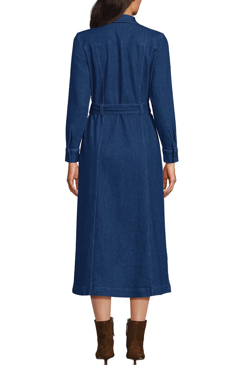 Lands' End Women's Soft Denim Midi Shirt Dress, Alternate, color, Valletta Blue Wash