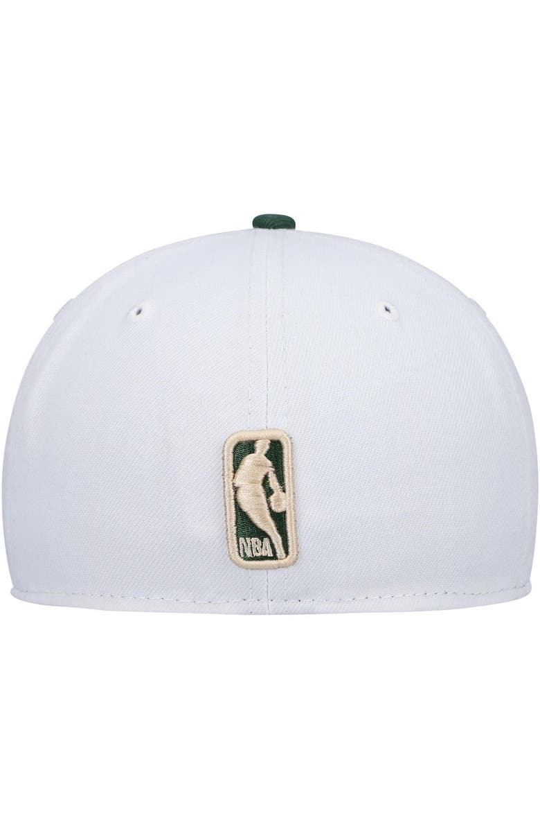 New Era Men's New Era White/Hunter Green Milwaukee Bucks Arch Champs 59FIFTY Fitted Hat, Alternate, color, 