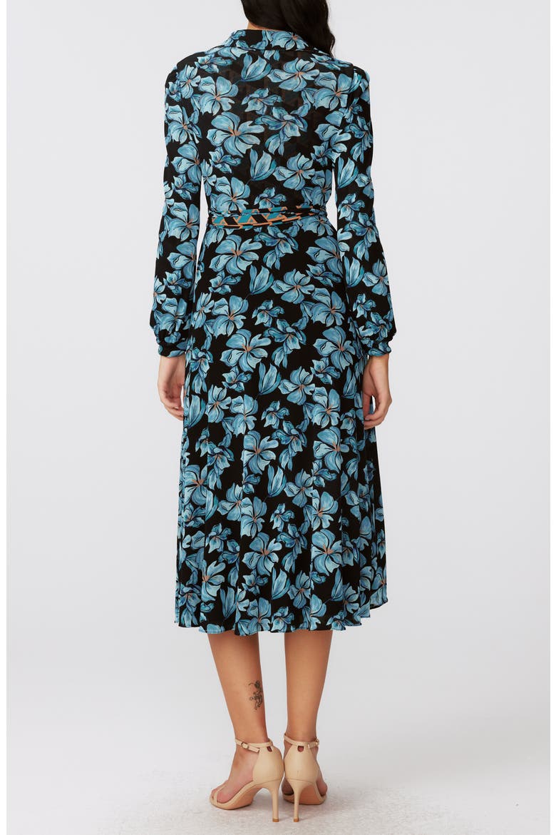 Phoenix Reversible Long Sleeve Midi Dress, Alternate, color, GEO TURQUOISE/ OPERA FLORAL
