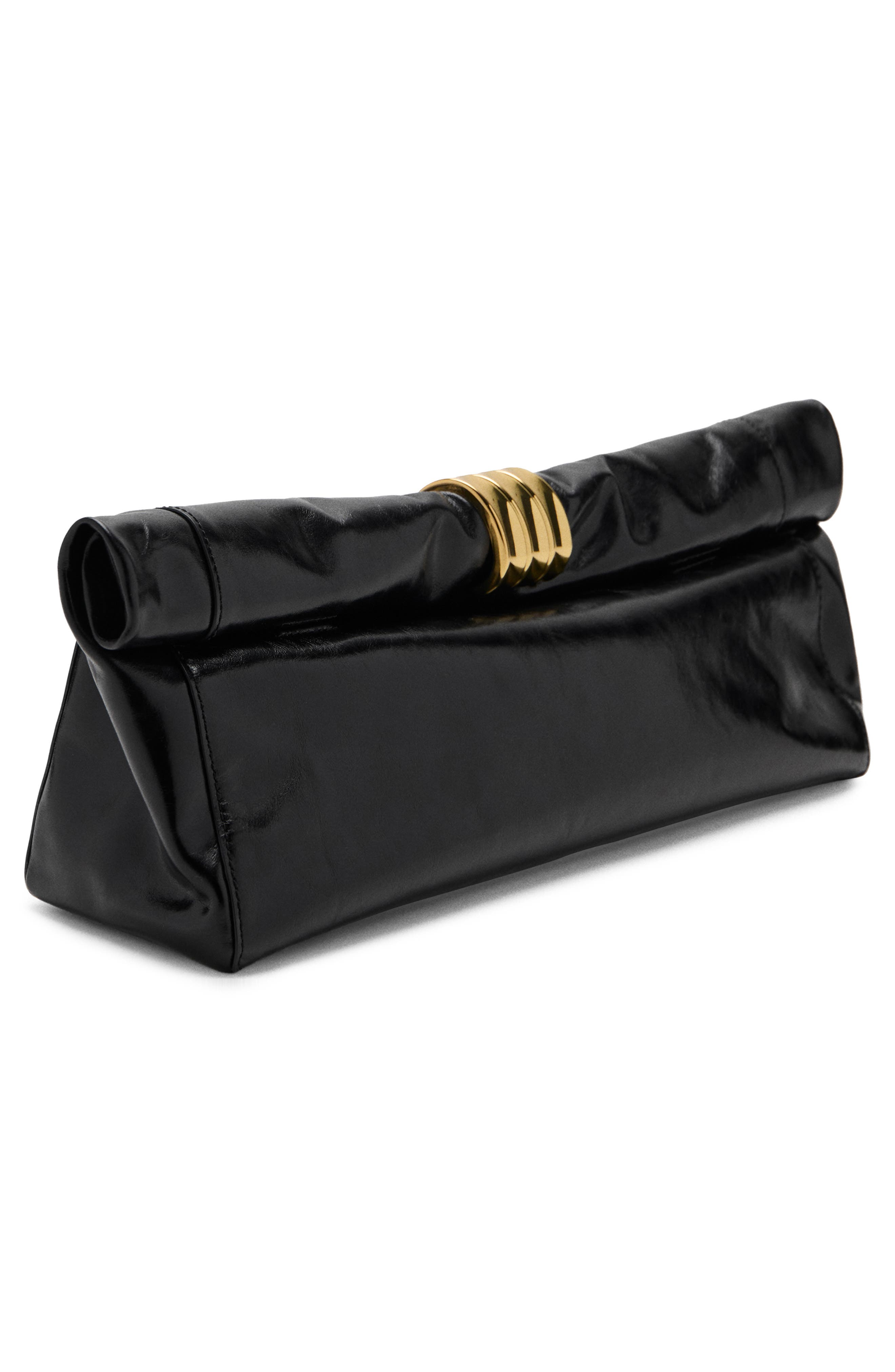 MANGO Starring Hailey Bieber Metallic Detail Clutch, Alternate, color, Black