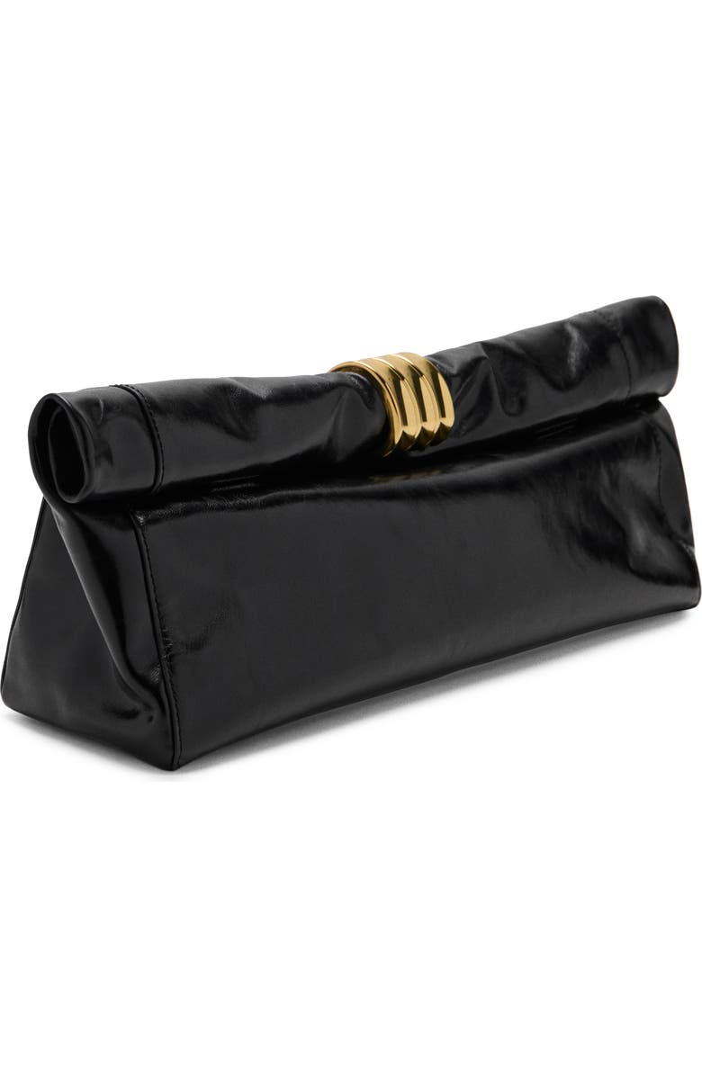 MANGO Starring Hailey Bieber Metallic Detail Clutch, Alternate, color, Black