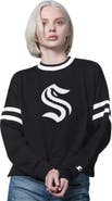 STARTER Women's Starter Black Seattle Kraken Rally Fleece Cropped Sweatshirt