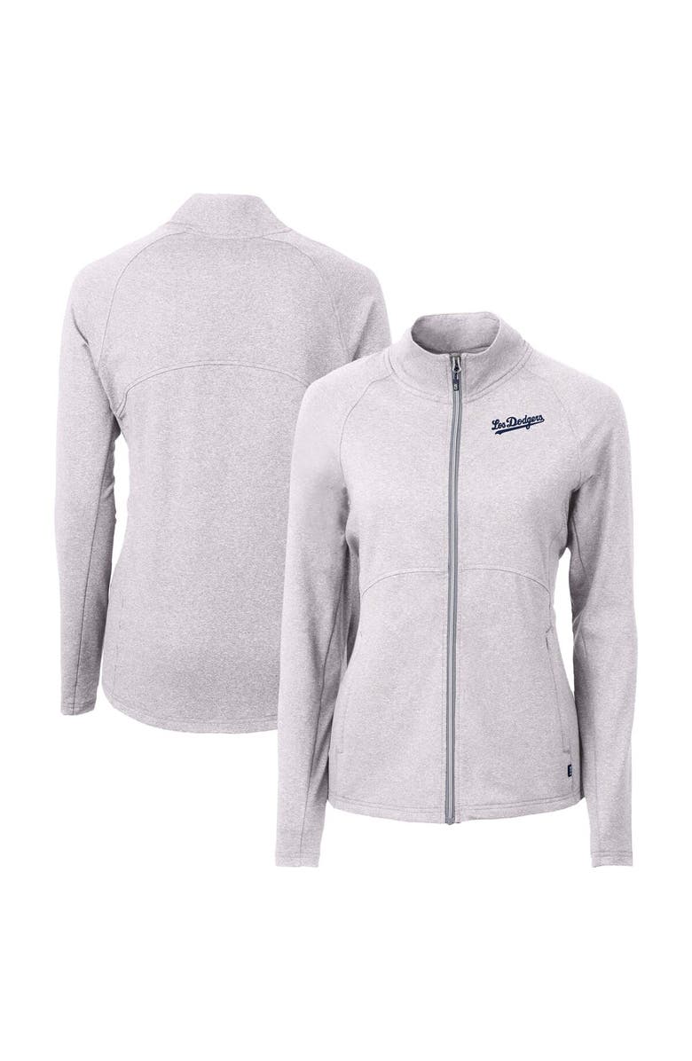 Cutter & Buck Women's Cutter & Buck Heather Gray Los Angeles Dodgers City Connect Adapt Eco Knit Recycled Full-Zip Jacket, Main, color, 