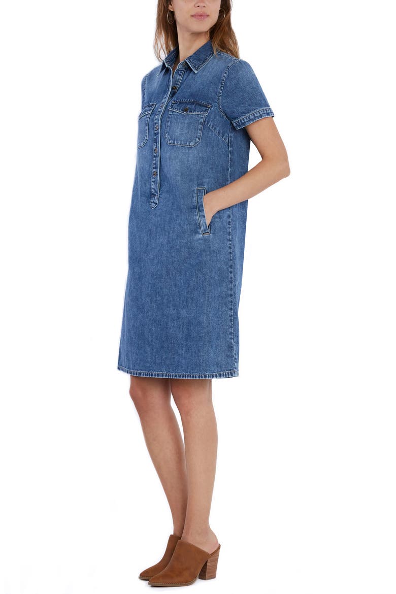 Ace Button Front Denim Shirtdress, Alternate, color, ACE BLUE