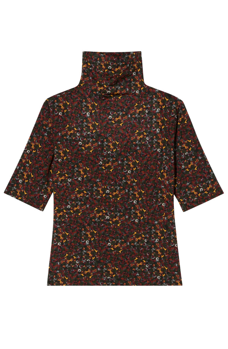 M.M.LaFleur Jax Printed Jersey Turtleneck Tee, Alternate, color, Autumn Floral