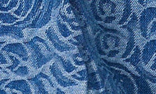 Shop Habitual Jacquard Rose Pleated High Waist Denim Shorts In Baltic