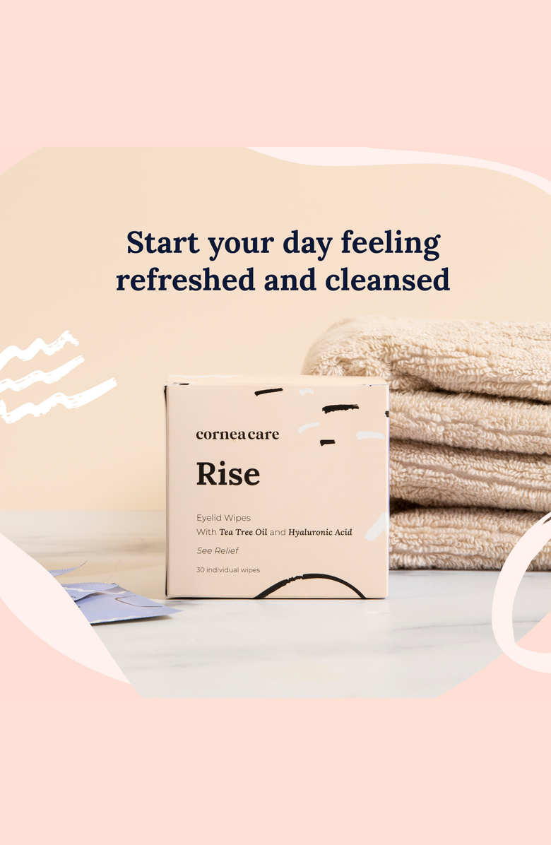 Cornea Care Rise Hyaluronic Acid and Tea Tree Oil Eye Wipes, Alternate, color,