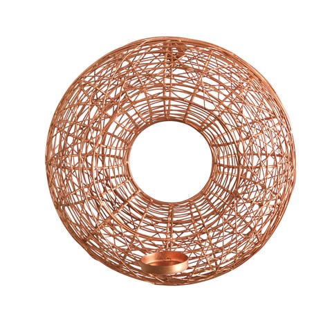 11-in Wired Copper Circle Wall Sconce Candle Holder