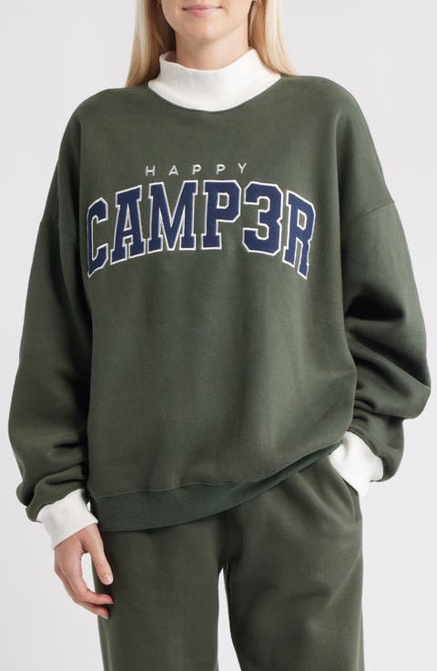 Logo Appliqué Mock Neck Graphic Sweatshirt