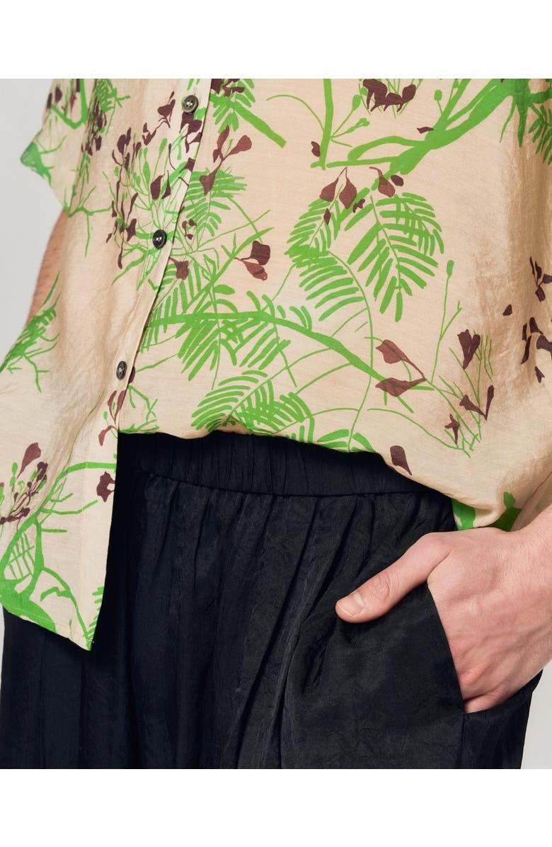 Lost Pattern NYC "Coco Dream" Oversized Hawaii Shirt, Alternate, color, Khaki & Green