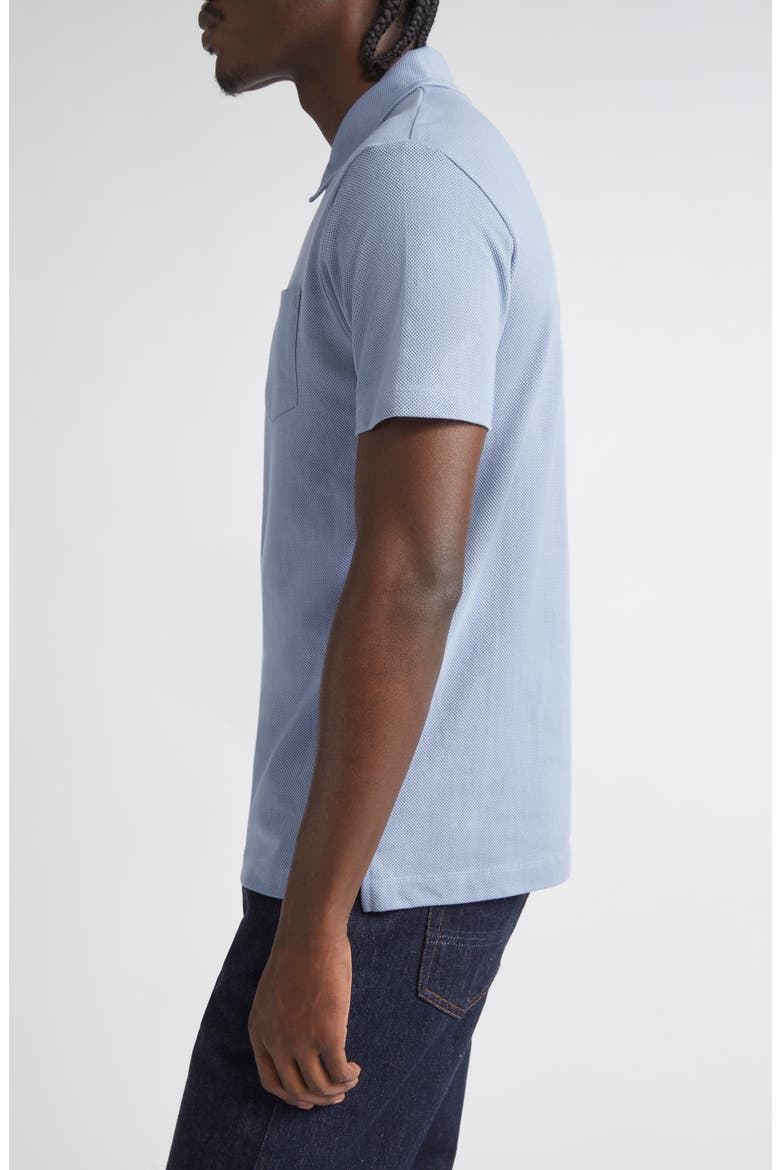 Riviera Cotton Piqué Polo, Alternate, color, VINTAGE BLUE