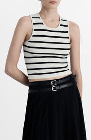 MANGO Stripe Knit Crop Tank