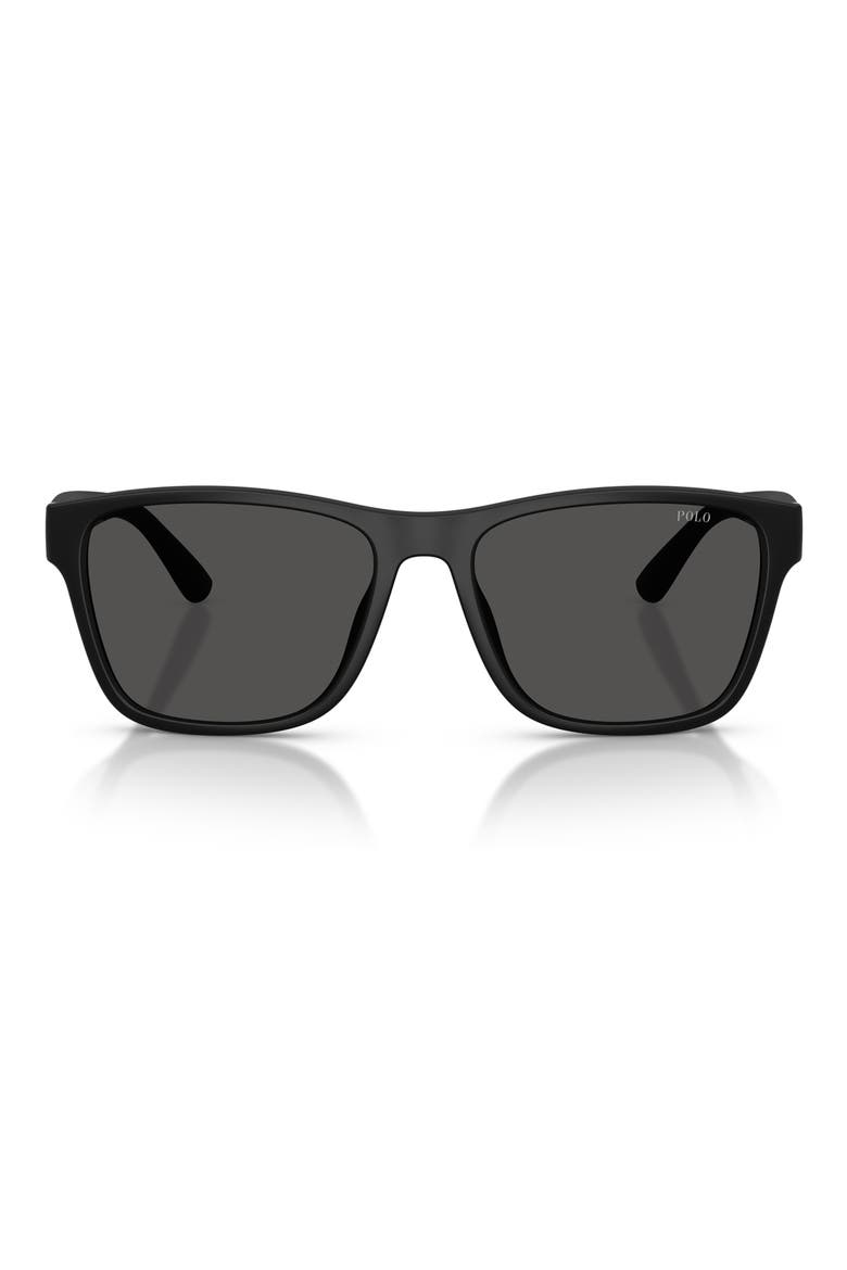 56mm Square Sunglasses, Main, color, MATTE BLACK / DARK GREY