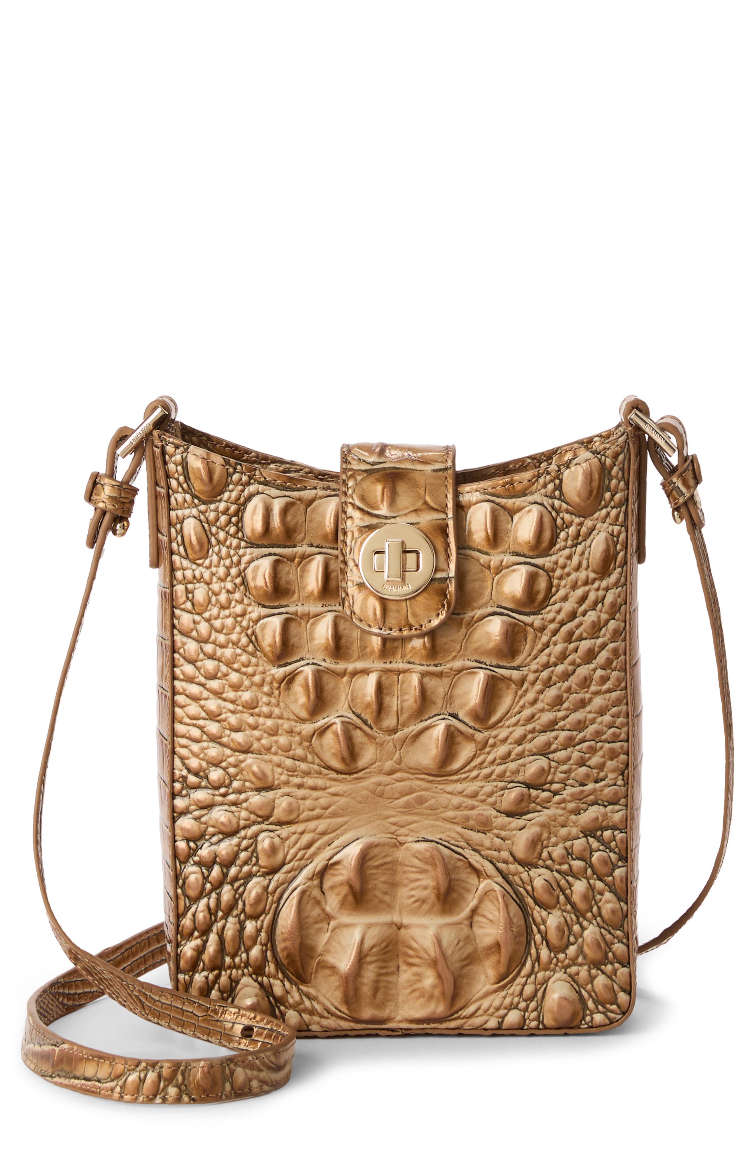 Brahmin Marley Croc Embossed Leather Crossbody Bag, Main, color, 