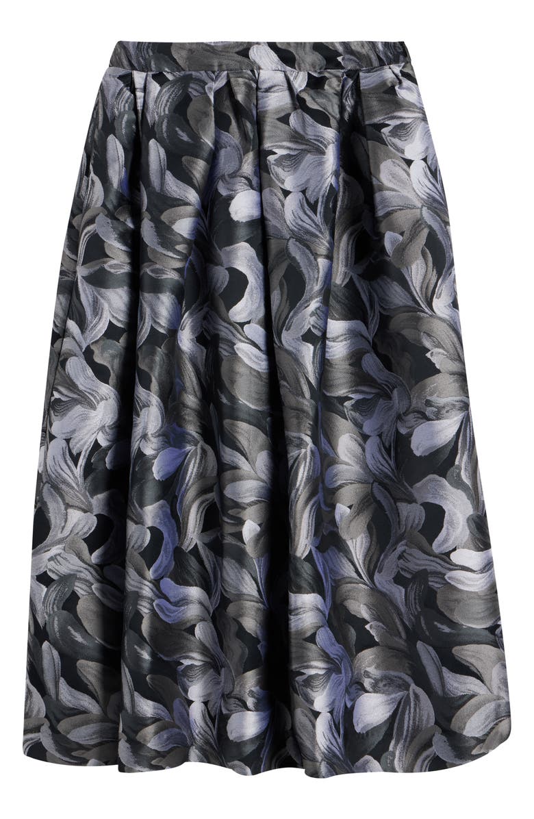 Dries Van Noten Soni Abstract Floral Jacquard Pleated A-Line Midi Skirt, Alternate, color, Black