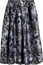 Dries Van Noten Soni Abstract Floral Jacquard Pleated A-Line Midi Skirt