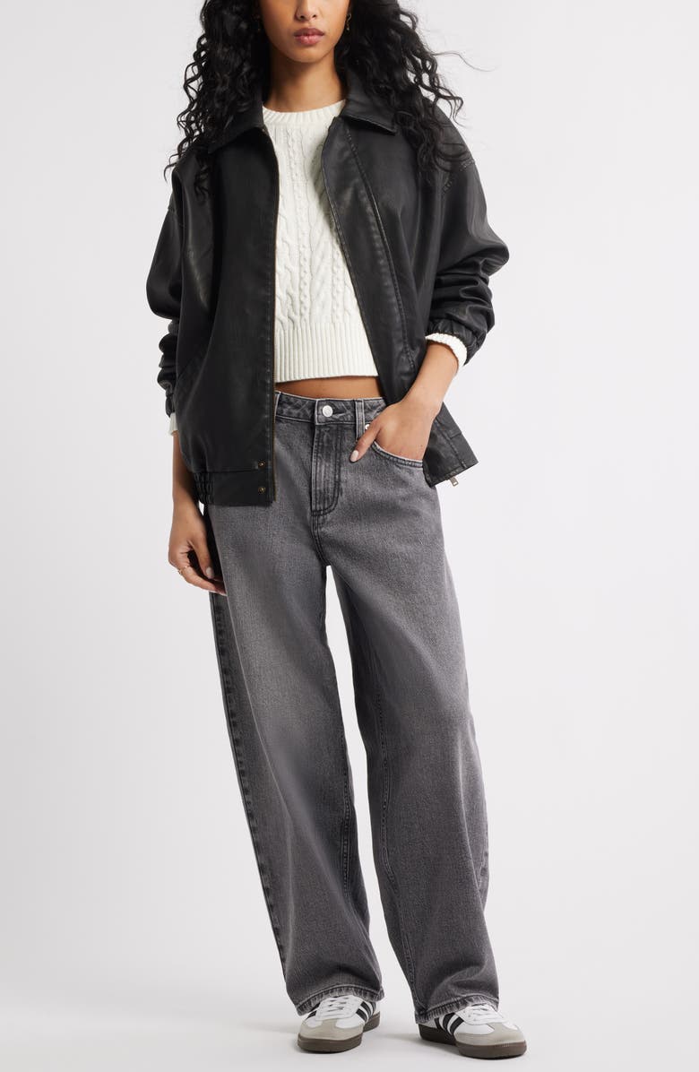 BP. Oversize Faux Leather Jacket, Alternate, color, Black