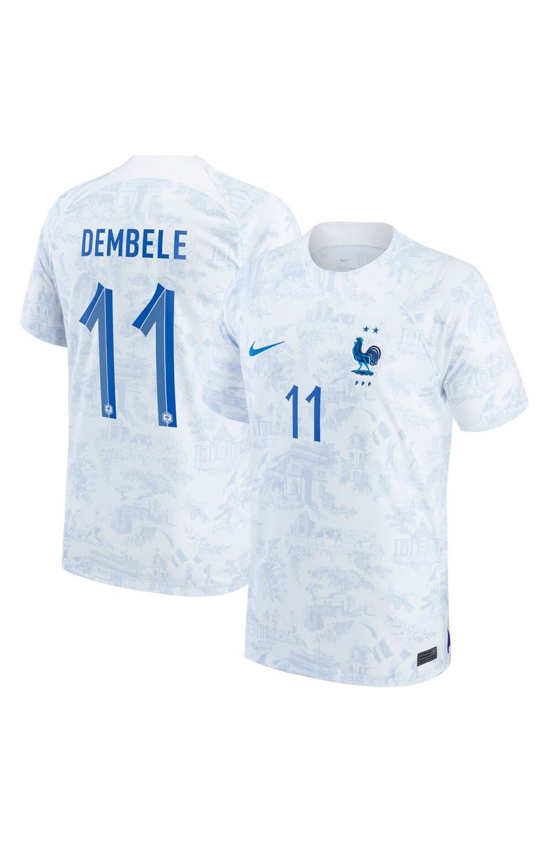 Nike Men's Nike Ousmane Dembele White France National Team 2022/23 Replica Away Jersey, Main, color, 