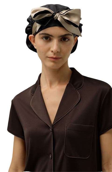 Reversible Silk Sleep Cap with Adjustable Ribbons