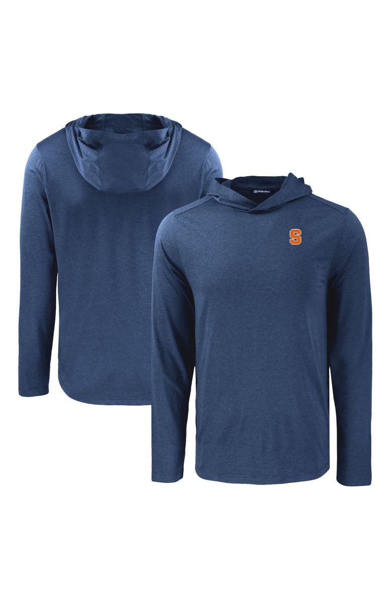 Cutter & Buck Men's Cutter & Buck Navy Syracuse Orange Coastline Epic Comfort Eco Recycled Long Sleeve Hoodie T-Shirt, Alternate, color, Navy