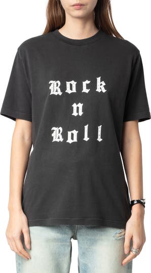 Tシャツ・カットソー ZADIG&VOLTAIRE EDWIN ROCK N ROLL STRASS T-SHIRT Zadig & Voltaire Edwin Rock 'N' Roll Embellished Graphic T