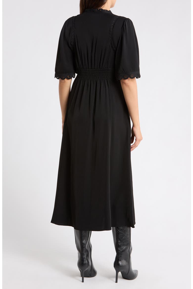 Scalloped Midi Dress, Alternate, color, BLACK-BLACK