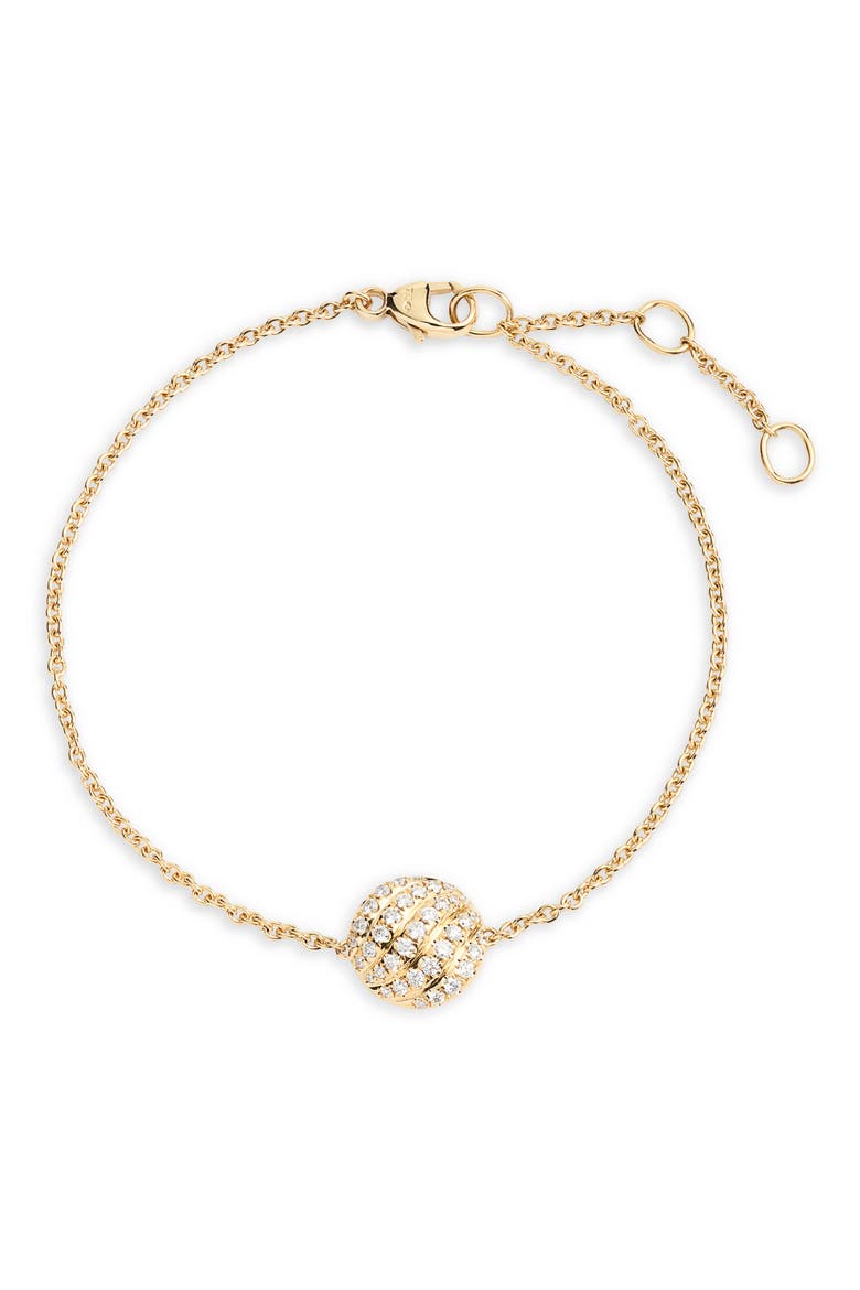 Sculpted Cable Center Station Chain Bracelet in 18K Yellow Gold with Diamonds, 10mm, Main, color, GOLD