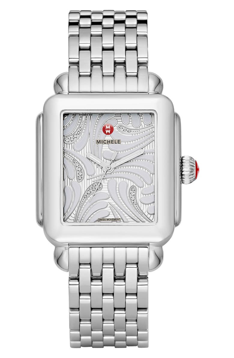 MICHELE Deco Diamond Diamond Dial Watch Head, 33mm x 35mm, Alternate, color,