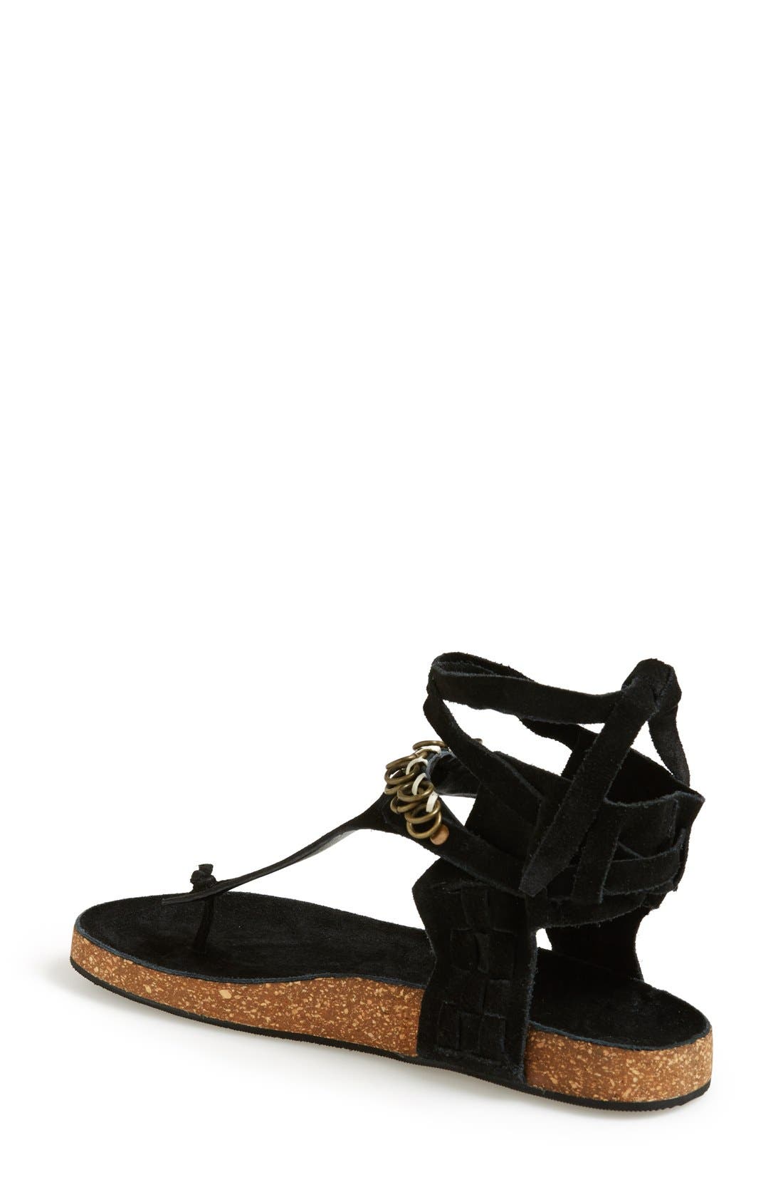 'Collins' Ankle Cuff Sandal, Alternate, color, BLACK