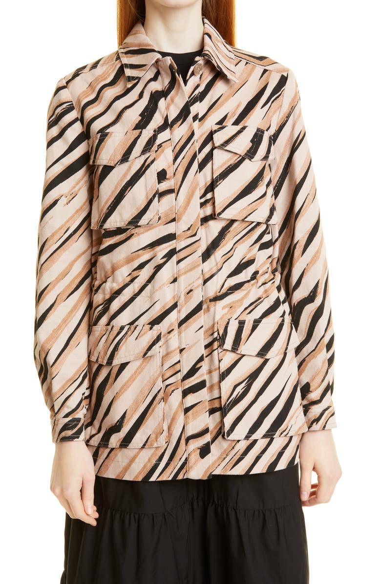 Ted Baker London Hamiel Animal Print Cotton Cargo Jacket, Main, color, 
