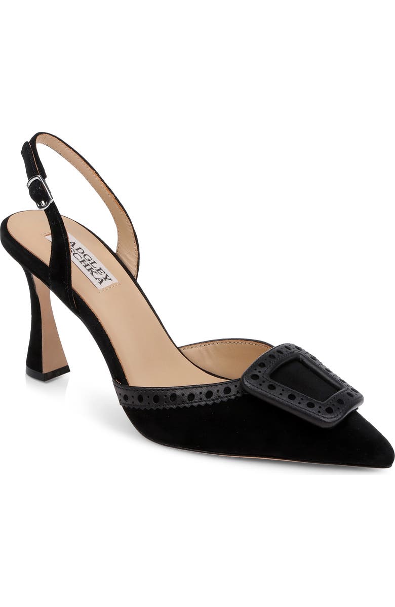 Badgley Mischka Collection Yanira Slingback Pointed Toe Pump, Main, color, Black Suede