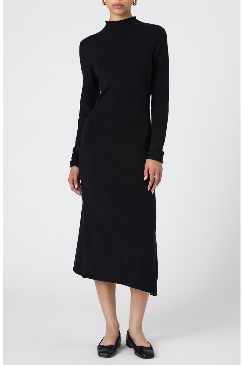 Cosysoft Long Sleeve Slit Sweater Dress, Main, color, BLACK