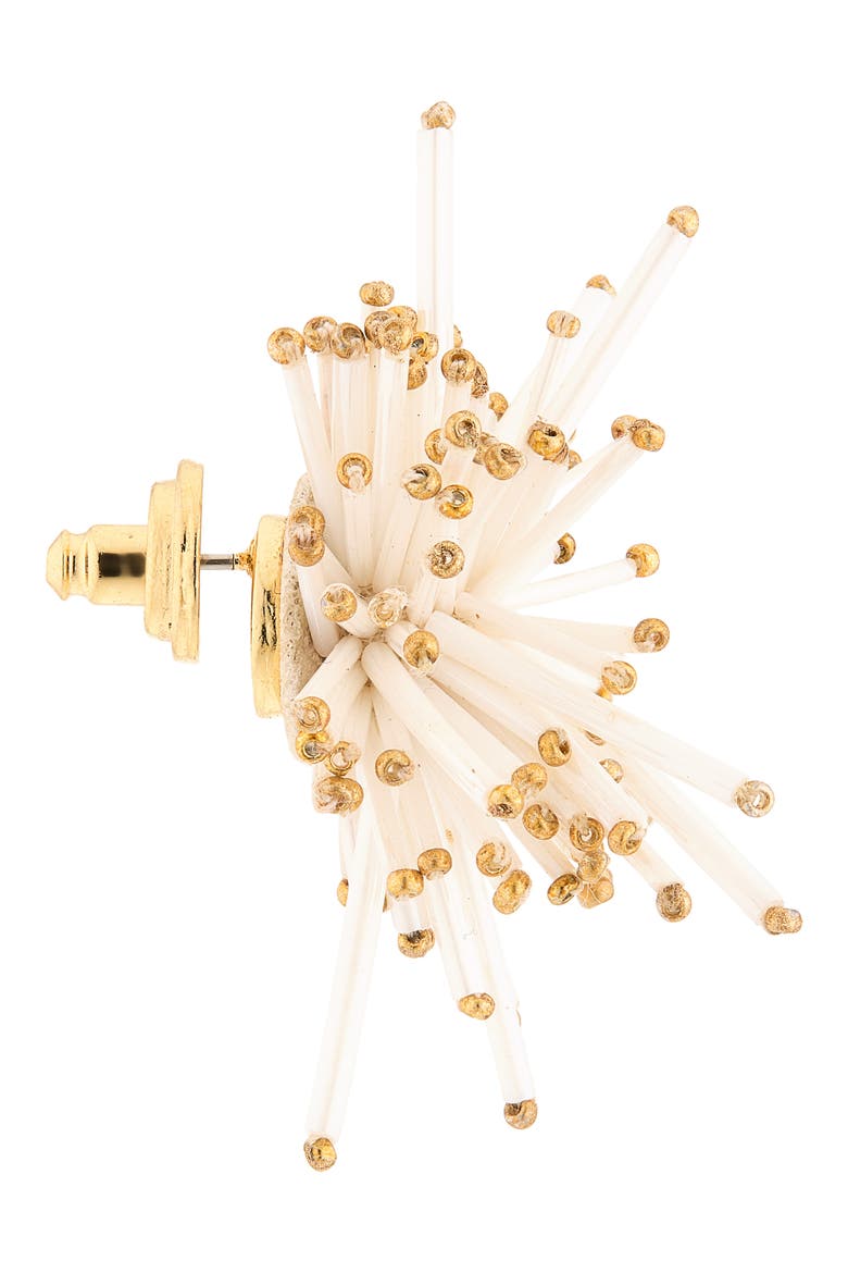 Firework Bugle Bead Stud Earrings, Alternate, color, WHITE