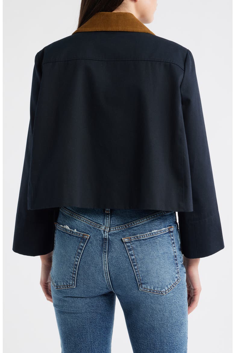 Corduroy Collar Crop Jacket, Alternate, color, NAVY