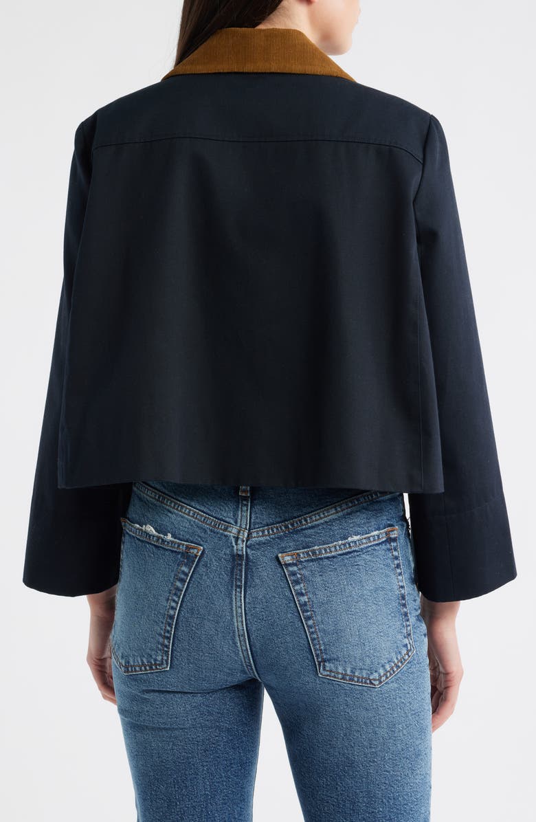 FRAME Corduroy Collar Crop Jacket, Alternate, color, Navy
