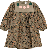 Clô Long Sleeve Flower Print Embroidered Dress