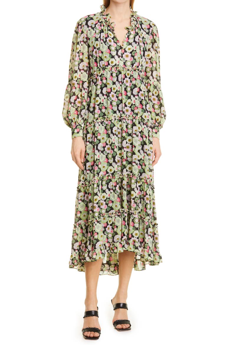Lucille Floral Long Sleeve Maxi Dress, Main, color, PRICKLY PEAR MULTI