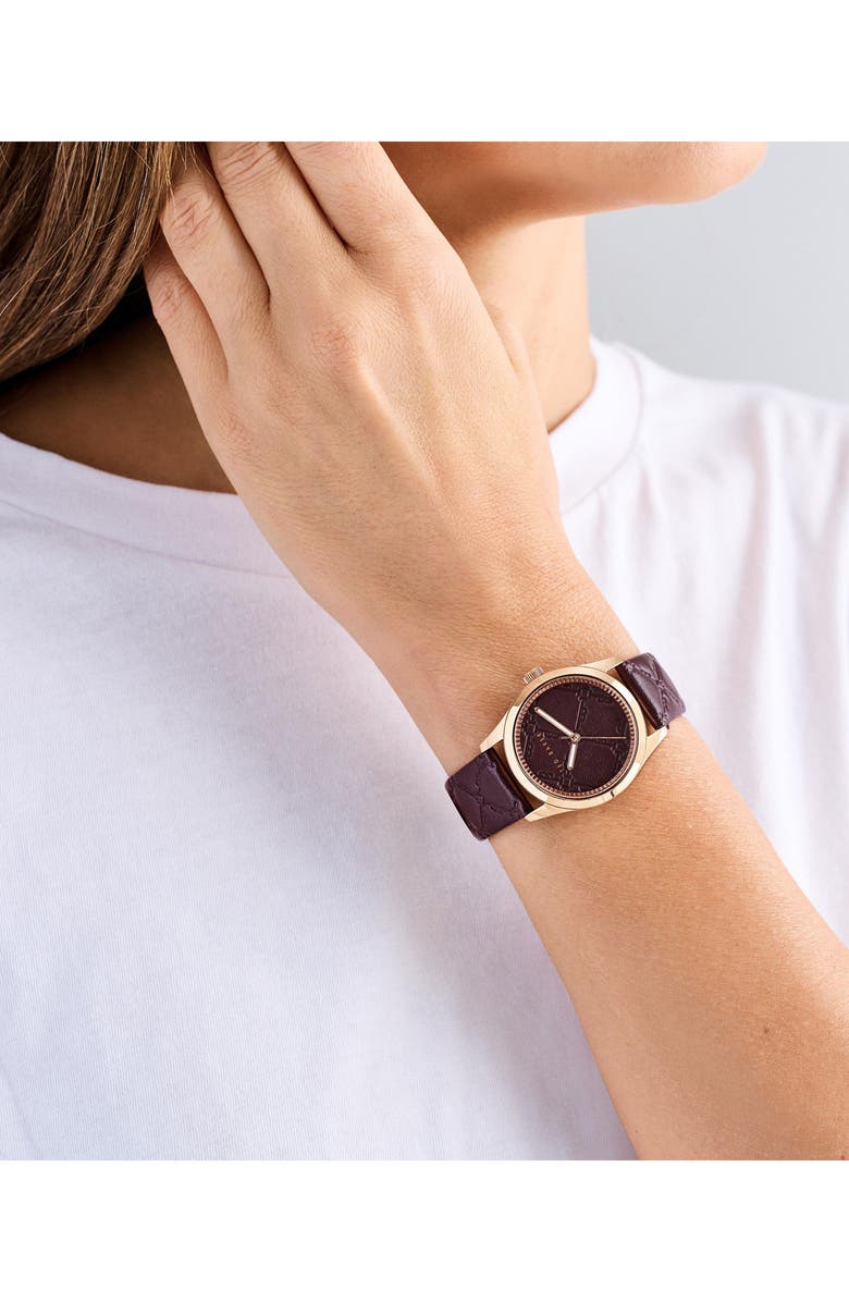 Ted Baker Coolly Leather Strap Watch, 34mm, Alternate, color, Burgundy