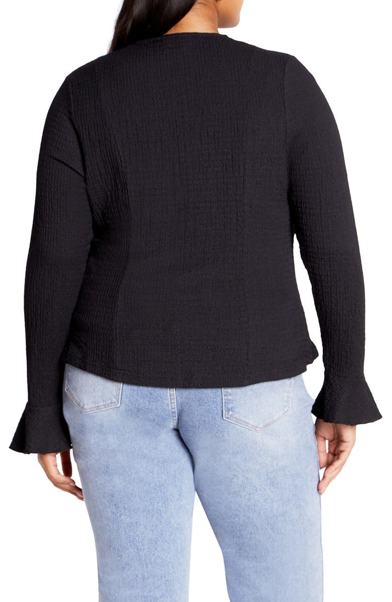 City Chic Charmaine Tie Front Long Sleeve Top, Alternate, color, 