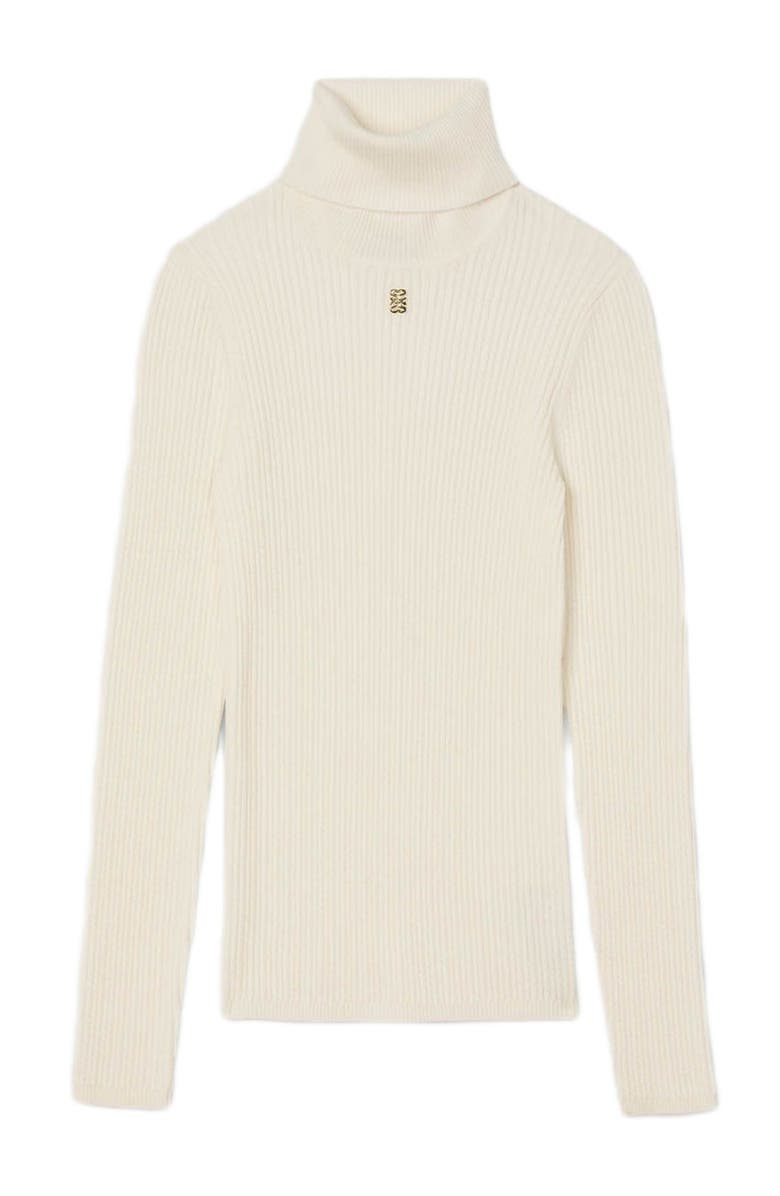 SANDRO Cable-knit turtleneck sweater, Alternate, color, Snow