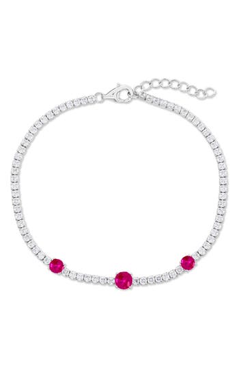 Simona Round Cubic Zirconia Tennis Bracelet In Red