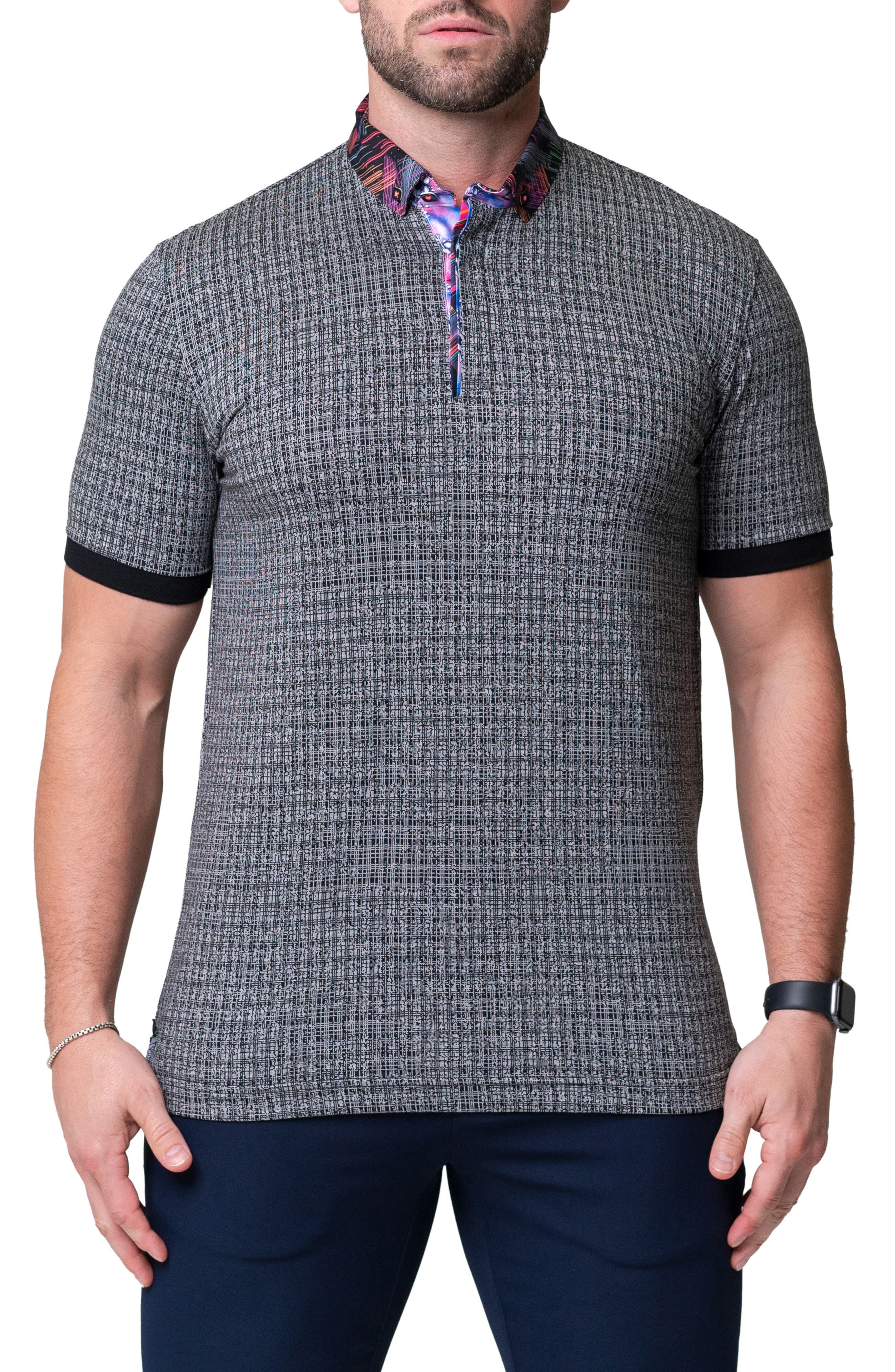 Maceoo Mozartmaki Grey Short Sleeve Cotton Polo