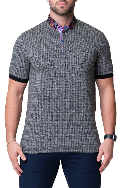 Mozartmaki Grey Short Sleeve Cotton Polo