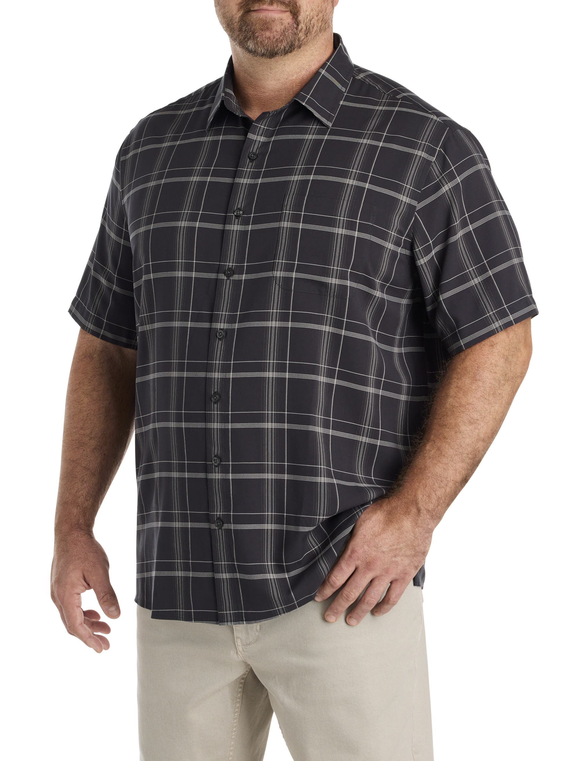 Big & Tall Plaid Microfiber Sport Shirt