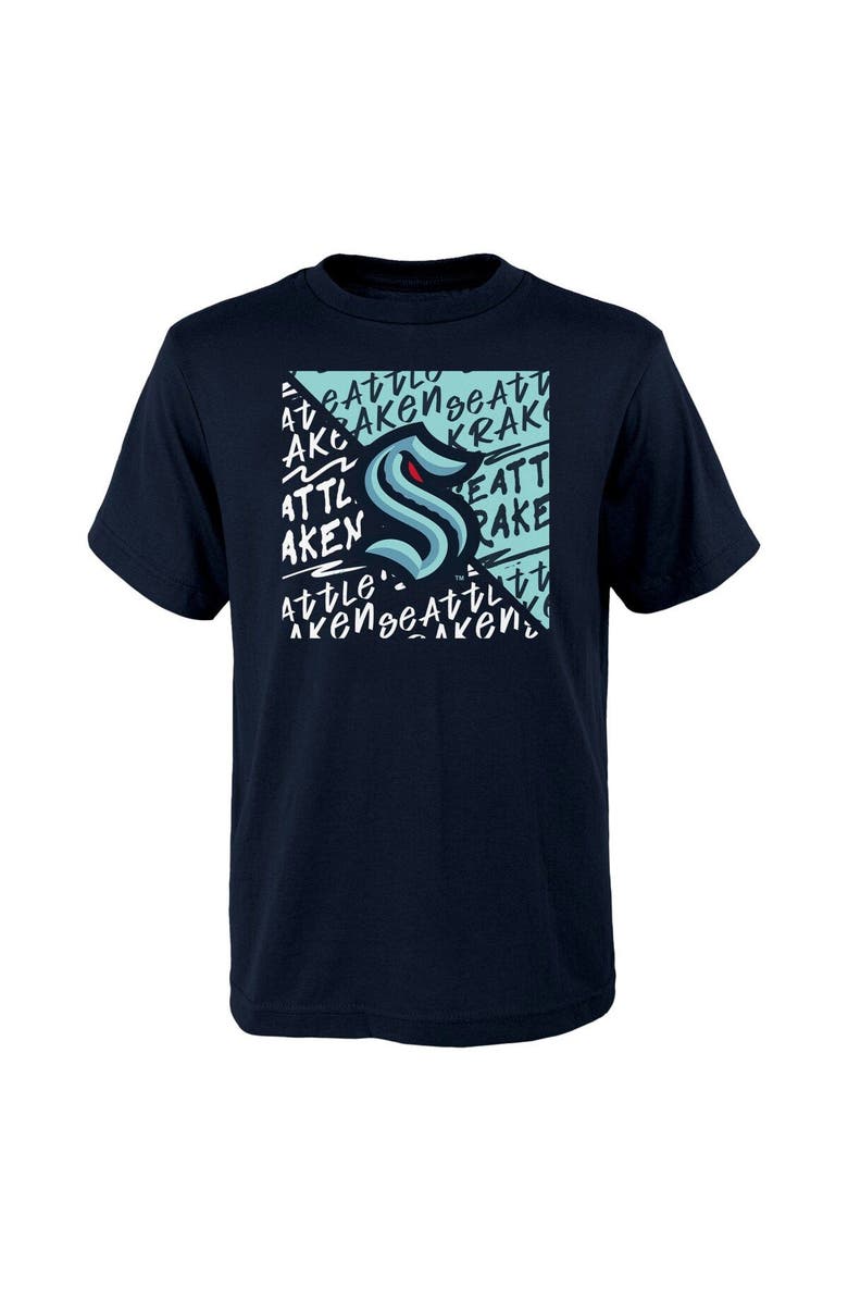 Outerstuff Youth Deep Sea Blue Seattle Kraken Divide T-Shirt, Main, color, 