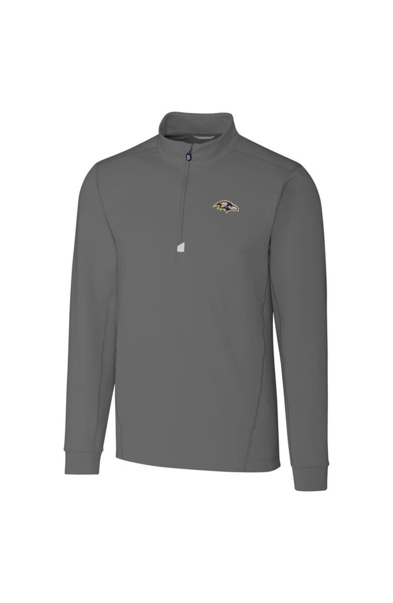 Cutter & Buck Men's Cutter & Buck Gray Baltimore Ravens Traverse Quarter-Zip Pullover Jacket, Alternate, color, 