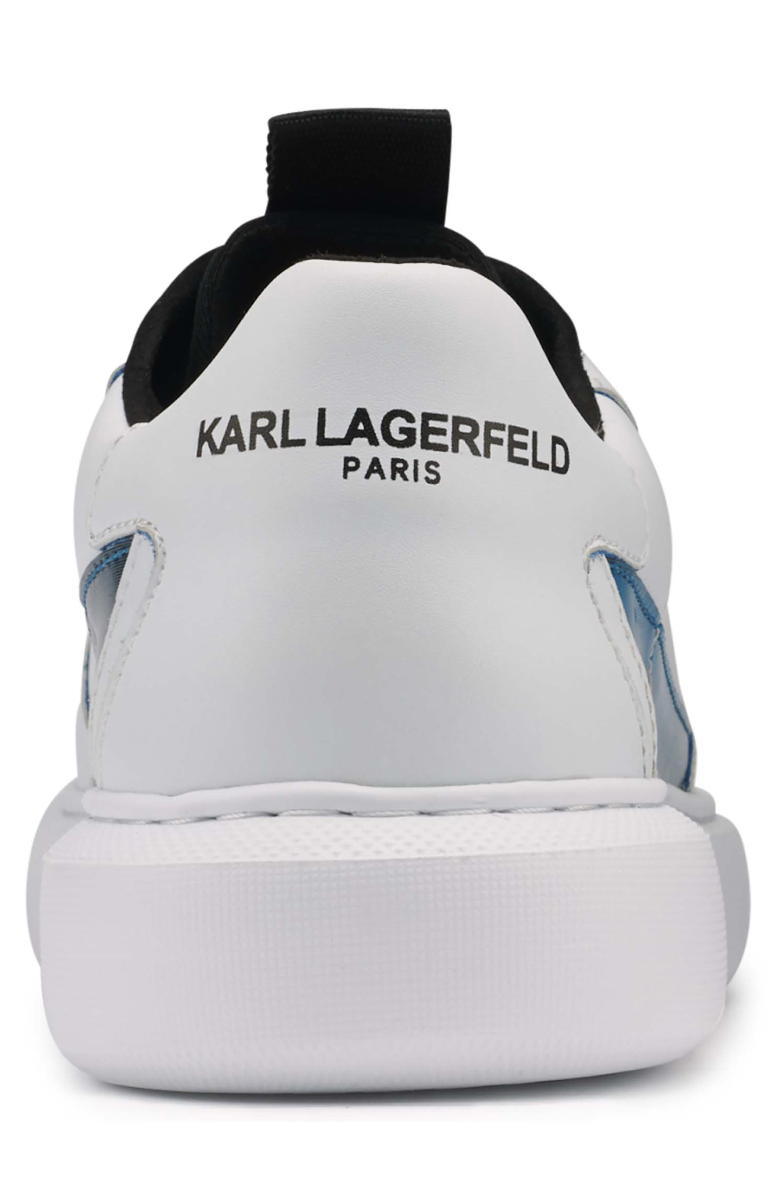 KARL LAGERFELD PARIS Recycled Leather Lace-up Sneaker, Alternate, color, White