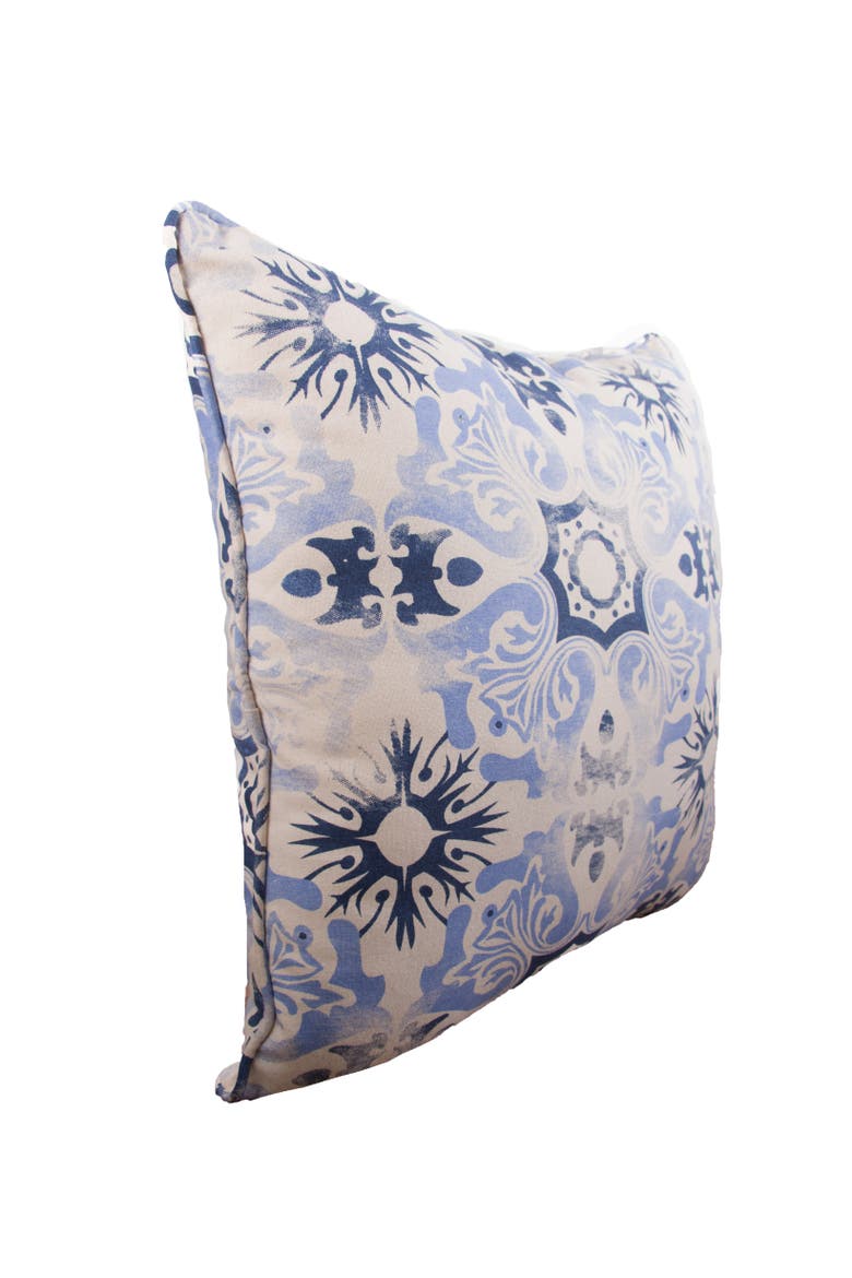 Blue Tile Woven Throw Pillow, 18" x 18", Alternate, color, Blue