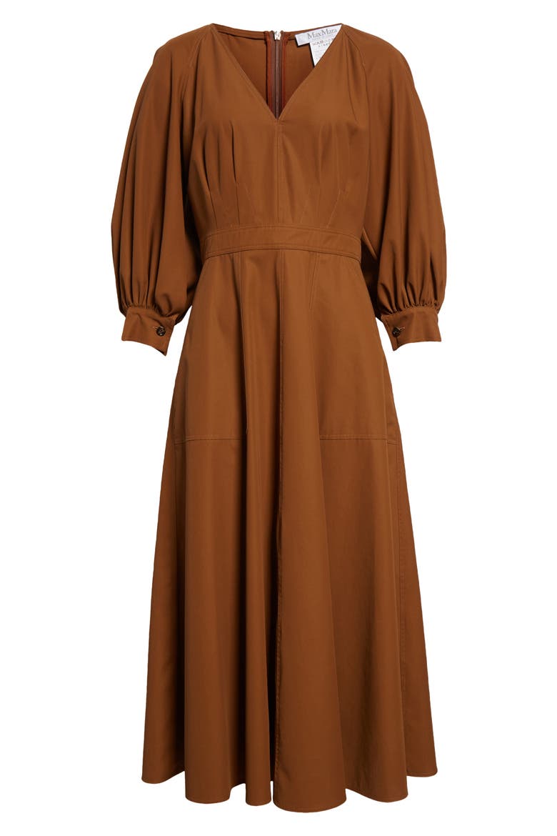 Pedaggi Cotton Poplin Fit & Flare Dress, Alternate, color, TOBACCO